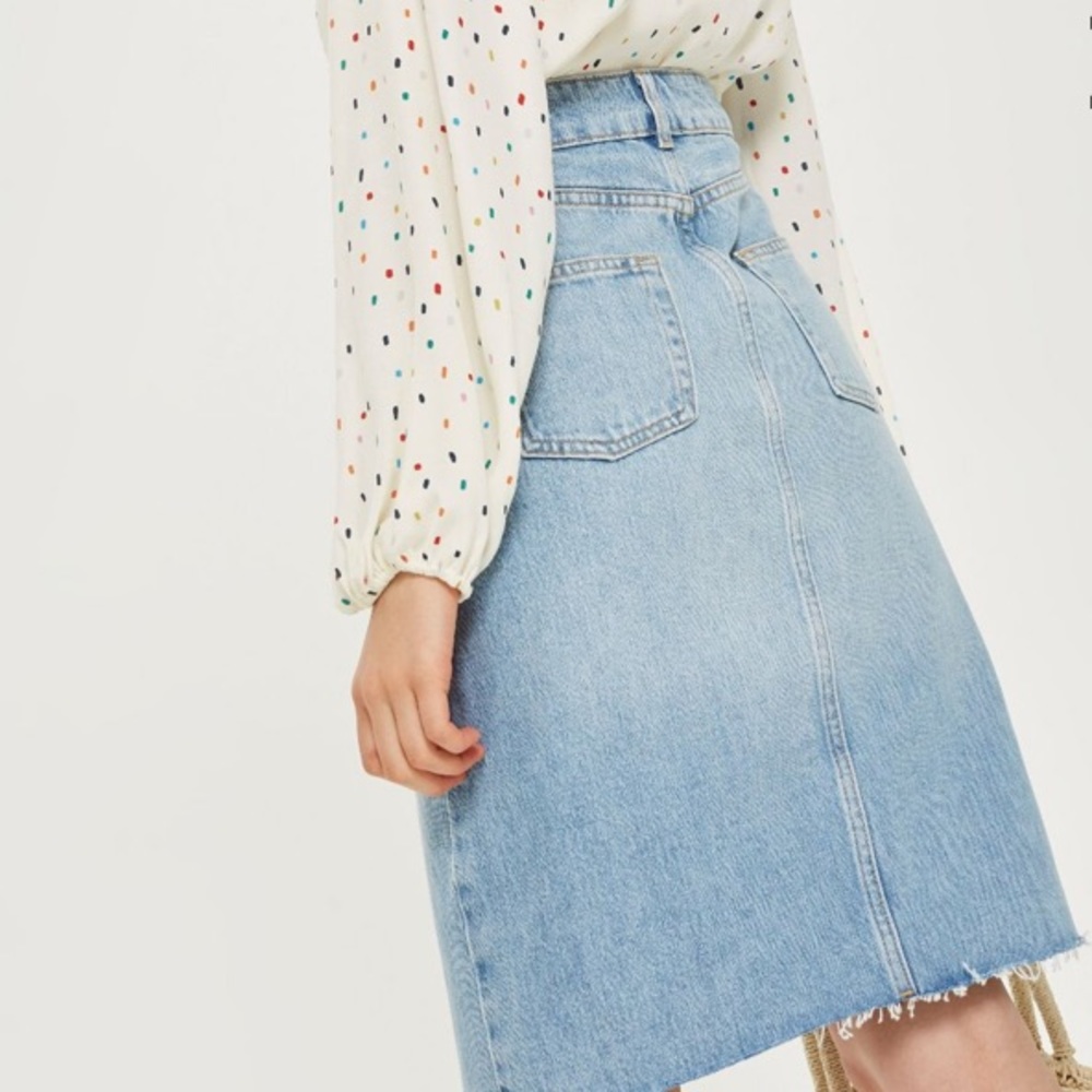 TopShop Moto Midi Jean Skirt - Picture 2 of 5